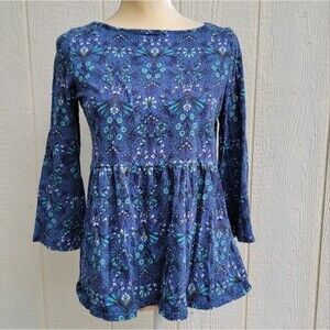 j.jill printed bell sleeve blouse womens size small